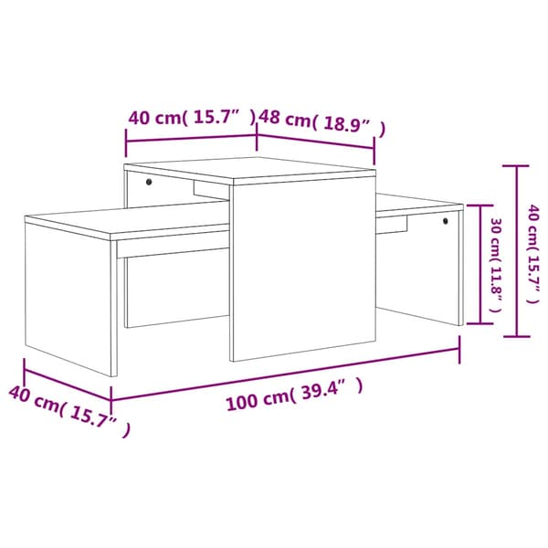 vidaXL sofaborde, Sonoma eg, 100x48x40 cm, spånplade