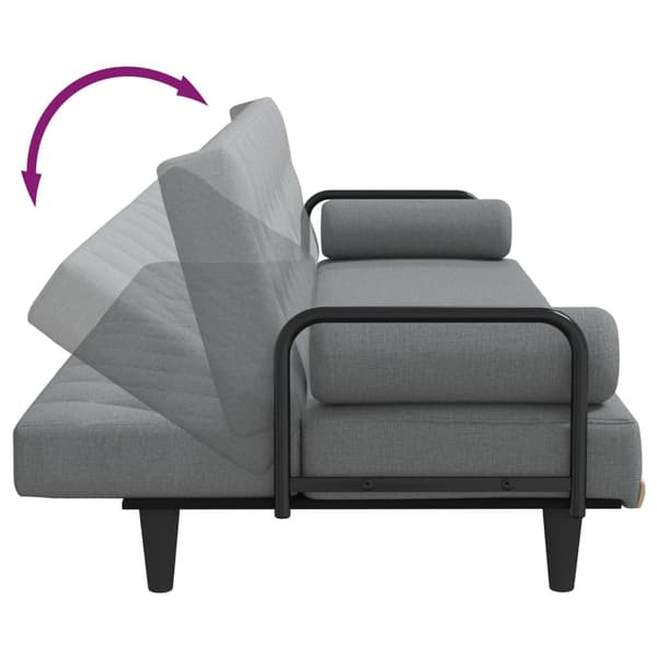 vidaXL Bäddsoffa med armstöd, ljusgrå, klädd i tyg