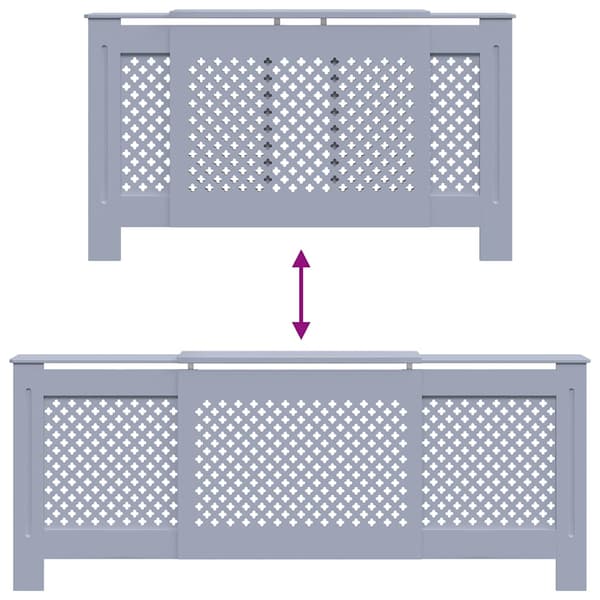 vidaXL Radiatorskydd, MDF, Grå, 205 cm