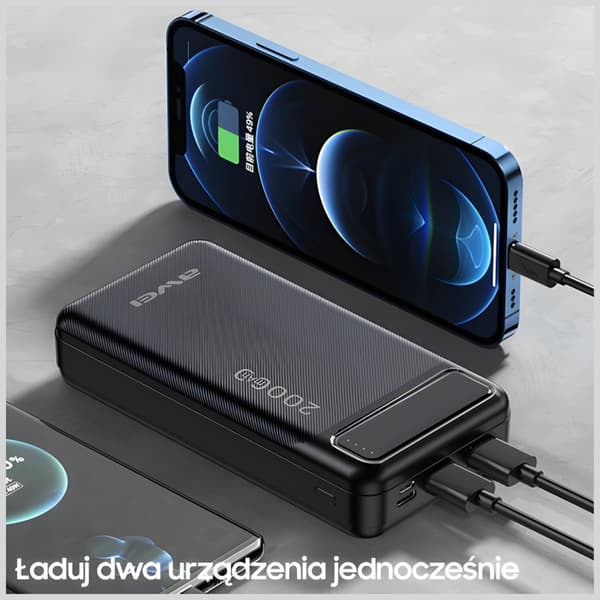 Varavirtalähde AWEI P6K 20000mAh 2xUSB/PD/Micro-USB musta