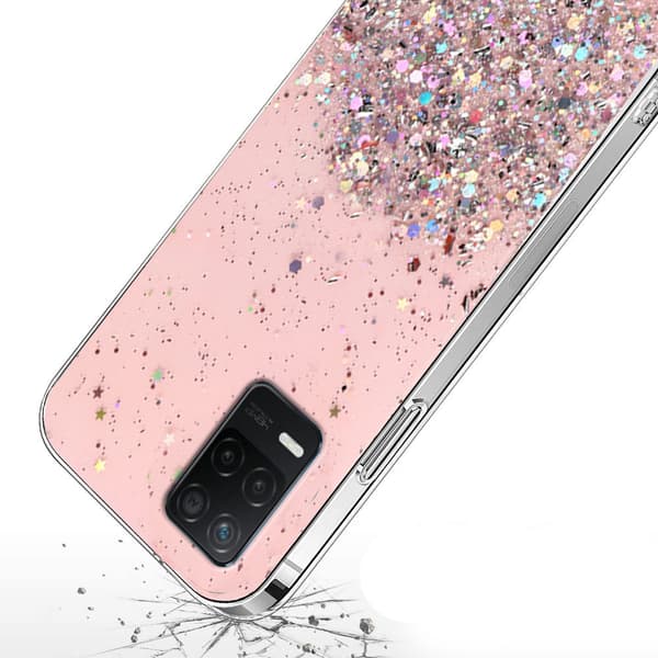 Realme 8 5G cover, glitrende, lyserød