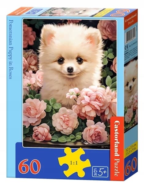 Pussel 60 bitar Pomeraniankvalp i rosor