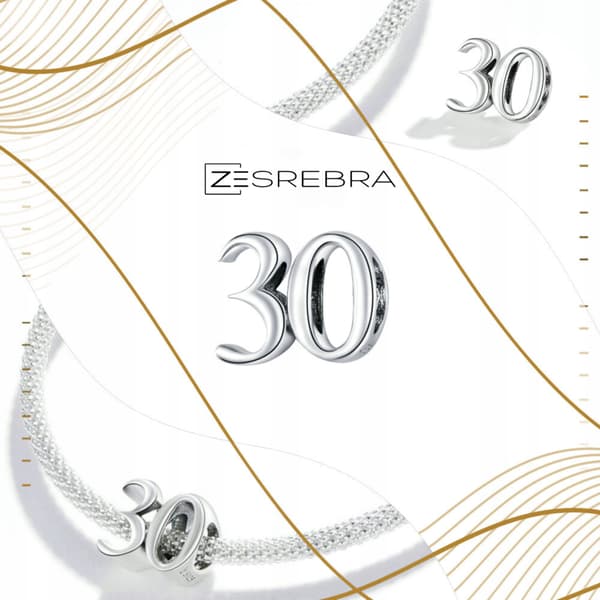 Berlocker nummer 30 silver pr 925 pärla S925 silverhänge nummer