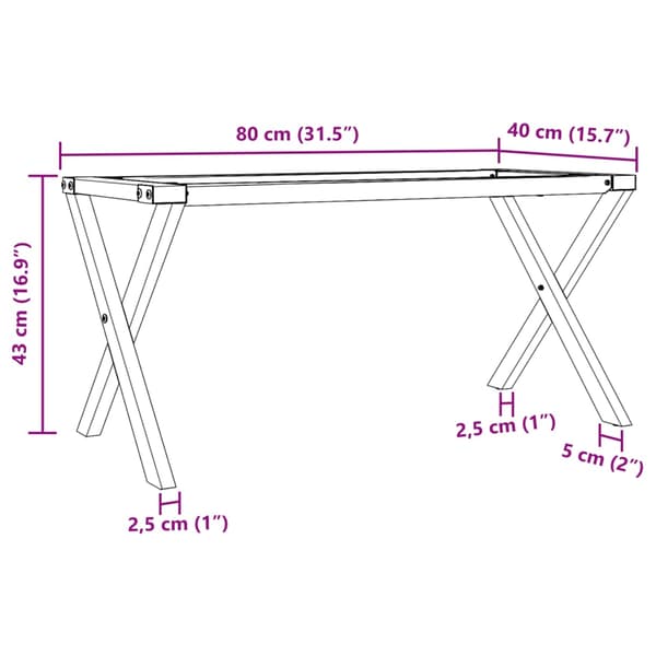vidaXL X-formede sofabordsben 80x40x43 cm