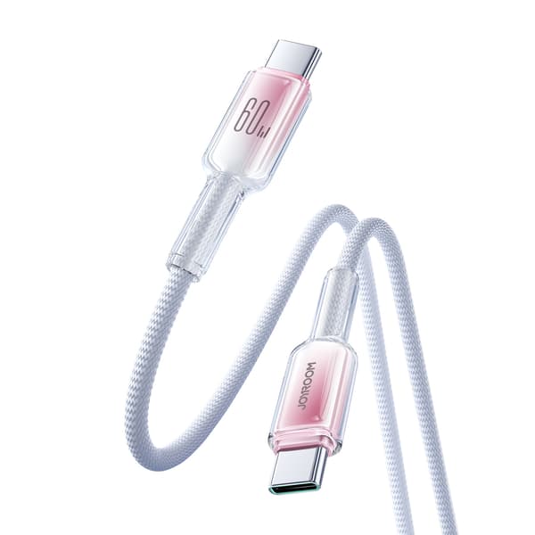 Crystal-Clear-serien 60W USB-C - USB-C 1,2m kabel - Vit
