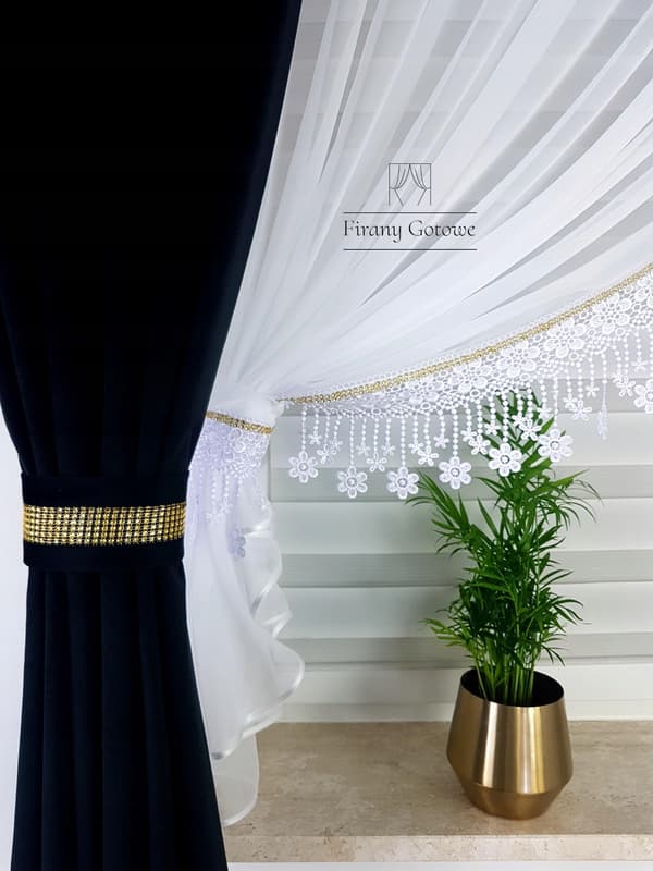 Elegant sæt fløjlsgardiner og draperinger - sort