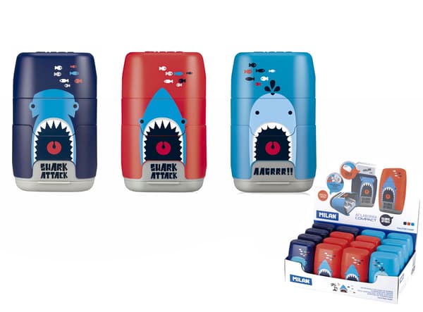 Vässare och suddgummi Compact Shark Attack A'16 5348