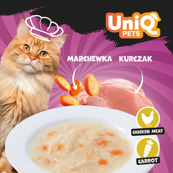 Vådfoder til katte Kylling- og grøntsagsbouillon Yummy Soup UniQ Pets 8x30g
