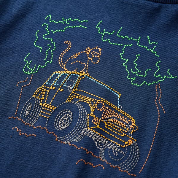 Barn långärmad T-shirt, marinblå, 92