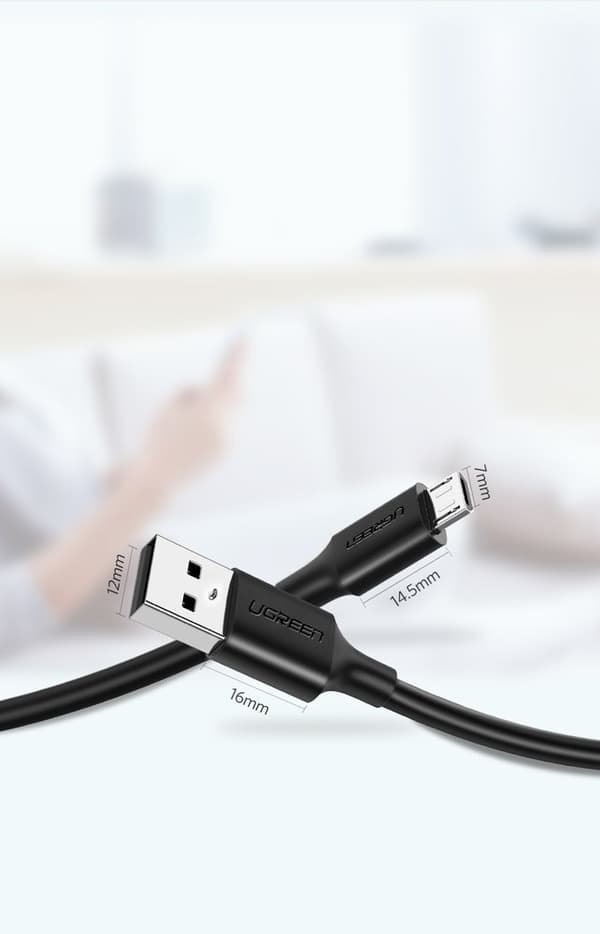 USB-kabel - micro-USB 2A 2m sort