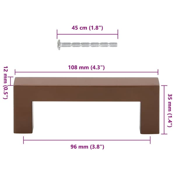 vidaXL skabsgreb 10 stk. bronze 96 mm rustfrit stål