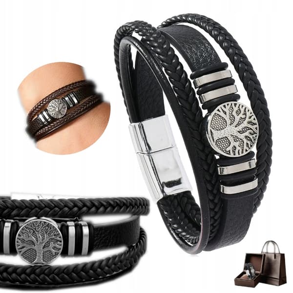 HERRLÄDERARMBAND TITANIUM SVART ARMBAND
