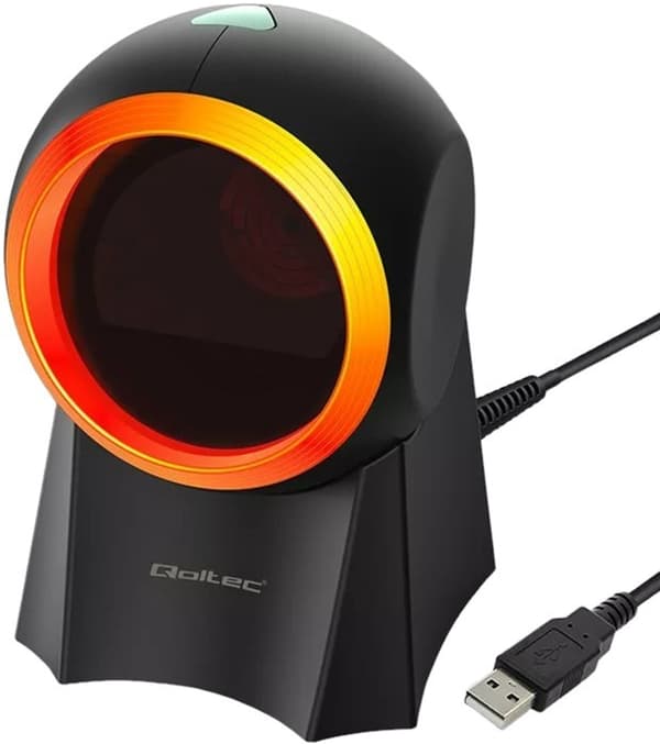 Qoltec 1D, 2D, USB svart streckkodsläsare