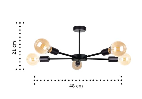 Loftlampe 5xE27 SUN SORT