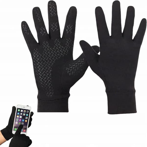 Vintercykelhandsker M unisex sorte skridsikre touchscreen