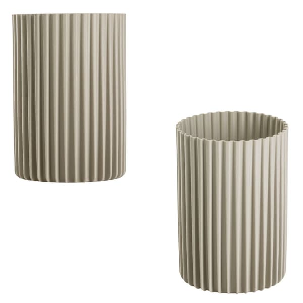 Sæt med 3 moderne beige RIBS vaser
