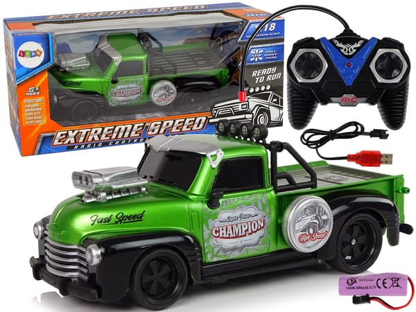 Fjernstyret bil 1:18 grøn pickup