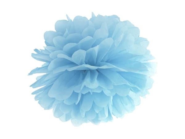 Blå silkepapirpompon 25 cm