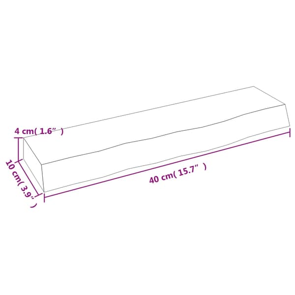 vidaXL hylde, 40x10x4 cm, ubehandlet massivt egetræ