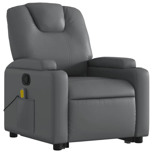 vidaXL Lyftbar massagefåtölj, grå, konstläder