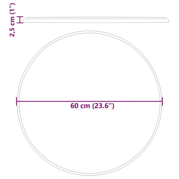 vidaXL bordplade grå Ø60 x 2,5 cm marmor