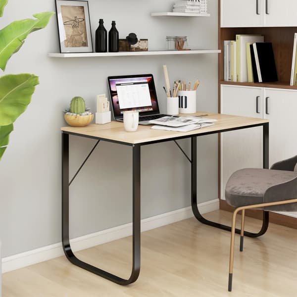 vidaXL computerbord, sort og eg, 110x60x73 cm, spånplade