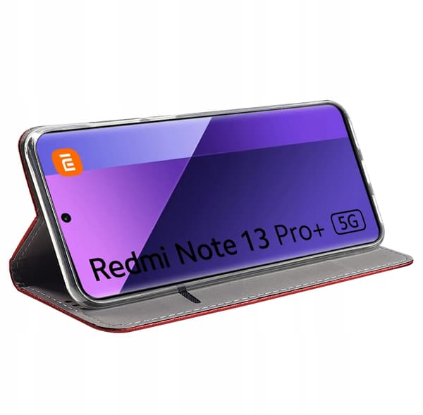 Etui til Xiaomi Redmi Note 13 Pro Plus 5G SMART MAGNET BOOK RØD+ GLAS