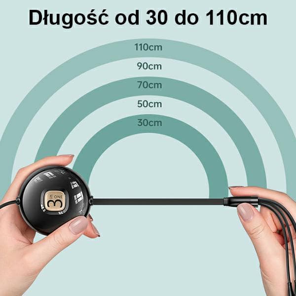 USAMS U69 3-i-1-kabel 1 m USB-A til Lightning til microUSB til USB-C Grøn