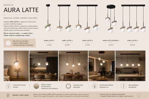 Hængelampe 3xE14 Aura Sort/Latte