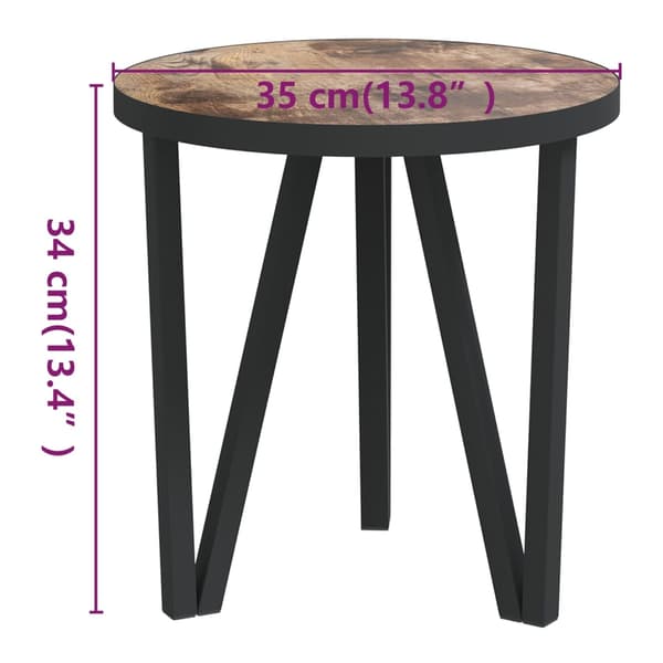 vidaXL tebord sort og gul Ø35 cm MDF