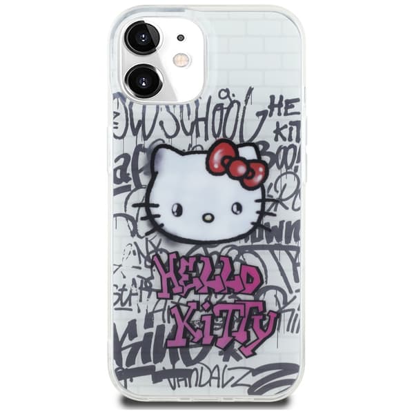 Hello Kitty IML Kitty On Bricks Graffiti-cover til iPhone 15, hvid