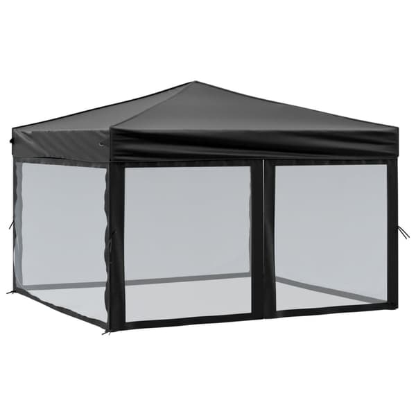 vidaXL foldbart festtelt med sider sort 3x3 m