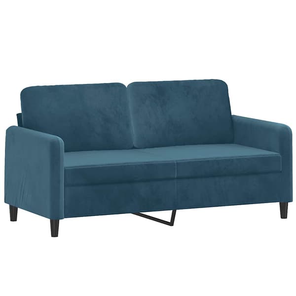 vidaXL 2-sitssoffa med kuddar, blå, 140 cm, sammet