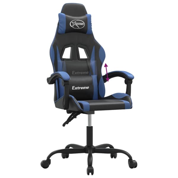 vidaXL gamingstol, sort og blå, kunstlæder