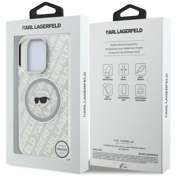 Karl Lagerfeld IML Karl Head Logo MagSafe-etui til iPhone 16 Pro Max grå