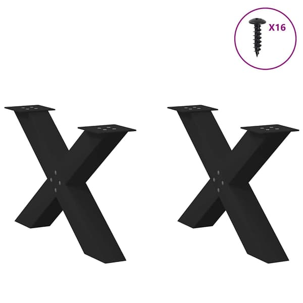 vidaXL X-formade soffbordsben 2 st svart stål