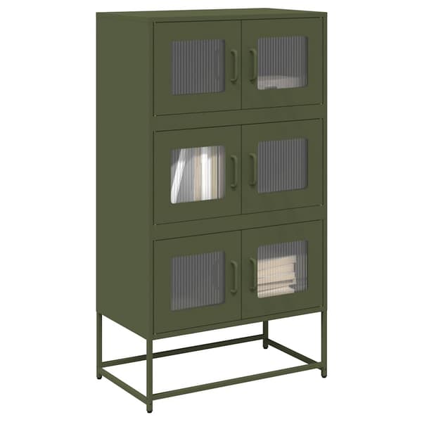 vidaXL kommode olivengrøn 68x39x123 cm stål