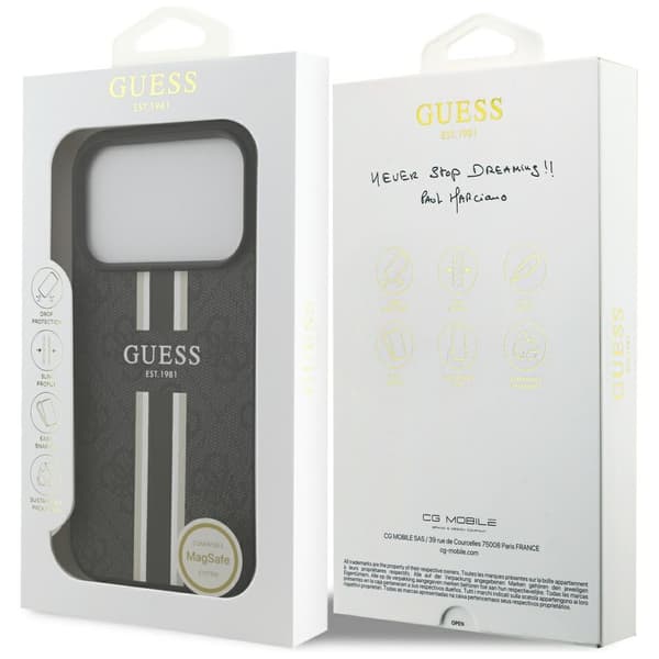 Guess 4G Printed Stripes MagSafe-etui til iPhone 17 Pro, sort