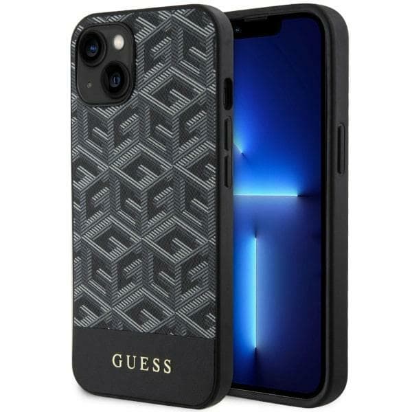 Guess GCube Stripes MagSafe-etui til iPhone 14 Plus, sort