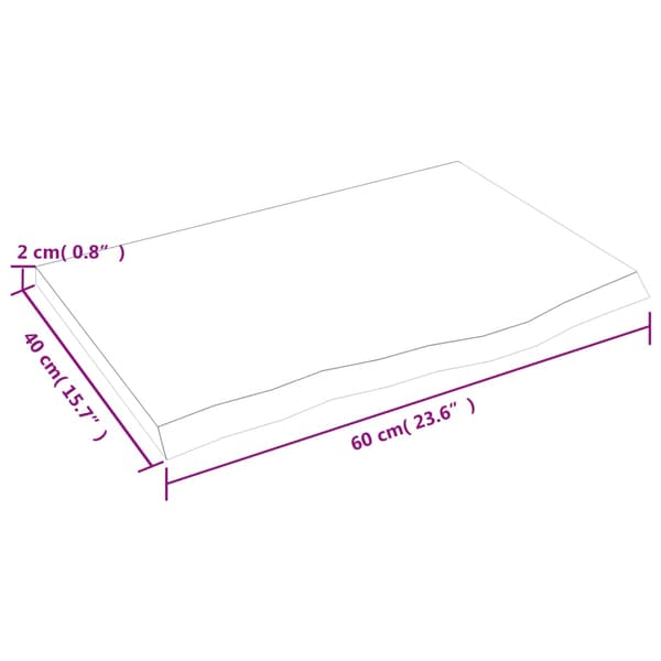 vidaXL bordplade 60x40x2 cm ru egetræ