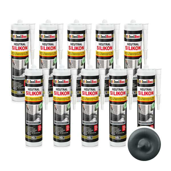 IsolBau Neutral Silikone Antracit Neutralsilikone 10 x 300ml