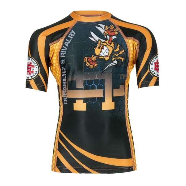 Kortærmet rashguard til børn ANGRY WASP 152 SORT