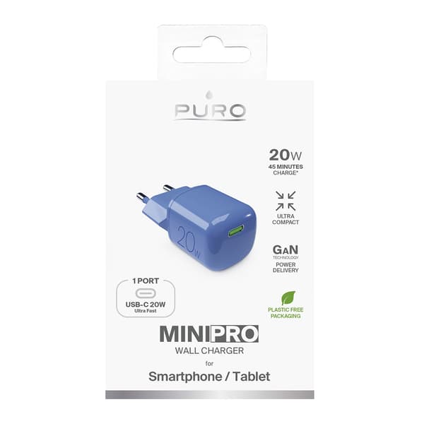 USB-C GaN 20W vægoplader - Blå