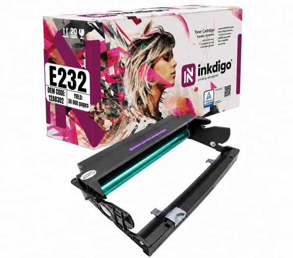 Inkdigo tromle 12A8302 kompatibel med Lexmark E230 E332N E238N E230N E238T TÜV-certificeret