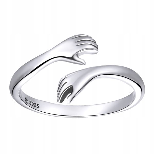 Hands hug ring, sølv 925, justerbar sølv hug, 925