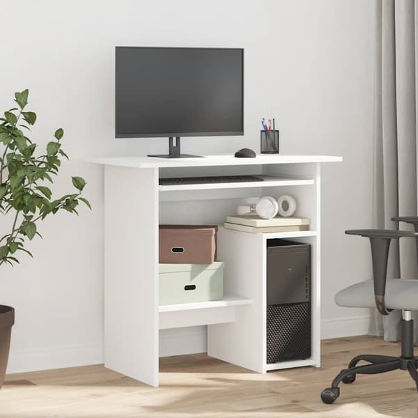 vidaXL skrivebord, hvid, 80x45x74 cm, spånplade
