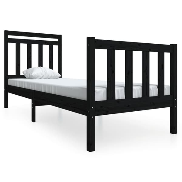vidaXL sengestel sort 75x190 cm massivt træ