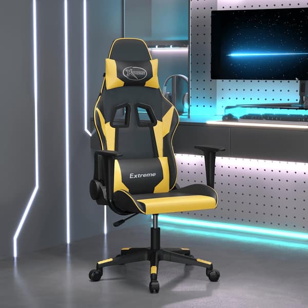 vidaXL gamingstol, sort og guld, kunstlæder
