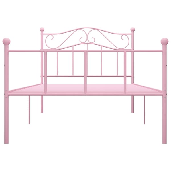 vidaXL Sängram rosa metall 90 x 200 cm