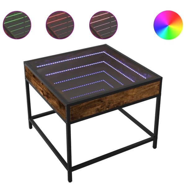 vidaXL Infinity sofabord med LED røget eg 50x50x41 cm